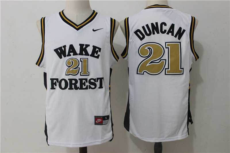 Tim Duncan Wake Forest Jerseys Stitched Wake Forest #21 Tim Duncan Black White NCAA College Basketball White Jersey,We sell and wholesale Tim Duncan Wake Forest Jerseys Stitched Wake Forest #21 Tim Duncan Black White NCAA College Basketball White Jersey on line form chian!